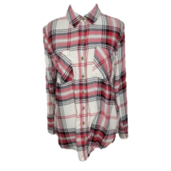 Forever 21 Button Up Collared Long sleeve Plaid - Picture 1 of 9